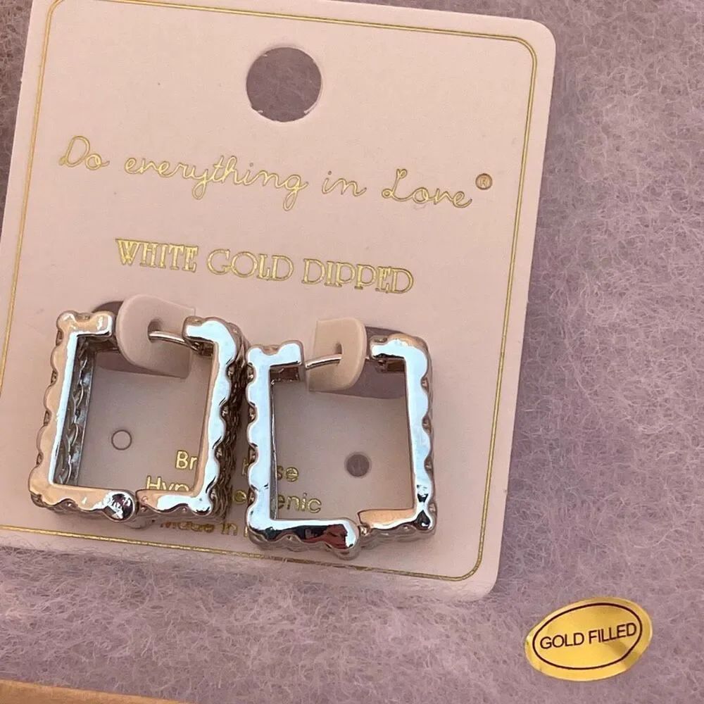 NWT 14K GP “Do everything in Love” basket weave earrings